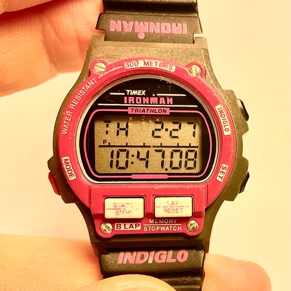 RARE Timex Ironman Triathlon Ladies/Womens/Unisex Watch Red INDIGLO Vintage - Picture 1 of 4